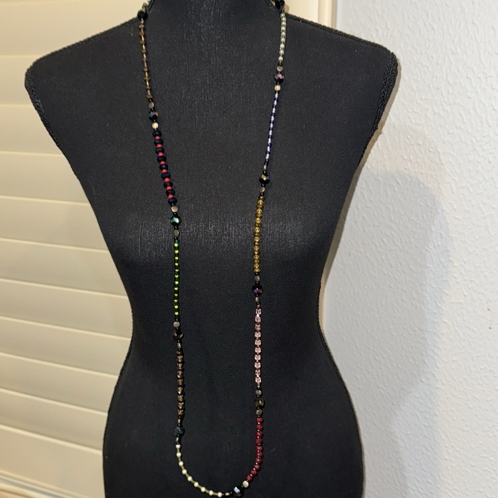 VINTAGE Crystal Beaded Double Strand Necklace - Picture 7 of 9